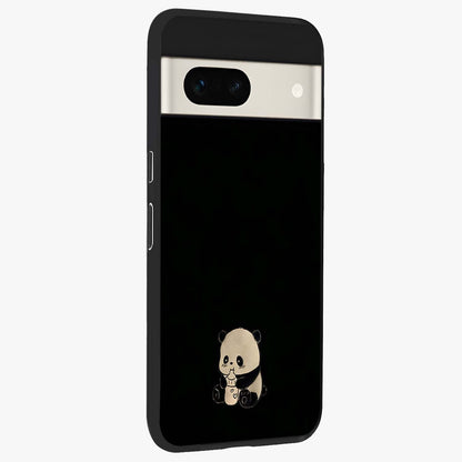 Midnight Panda Love Glass Case upright view showcasing charming panda artwork with playful romantic theme.