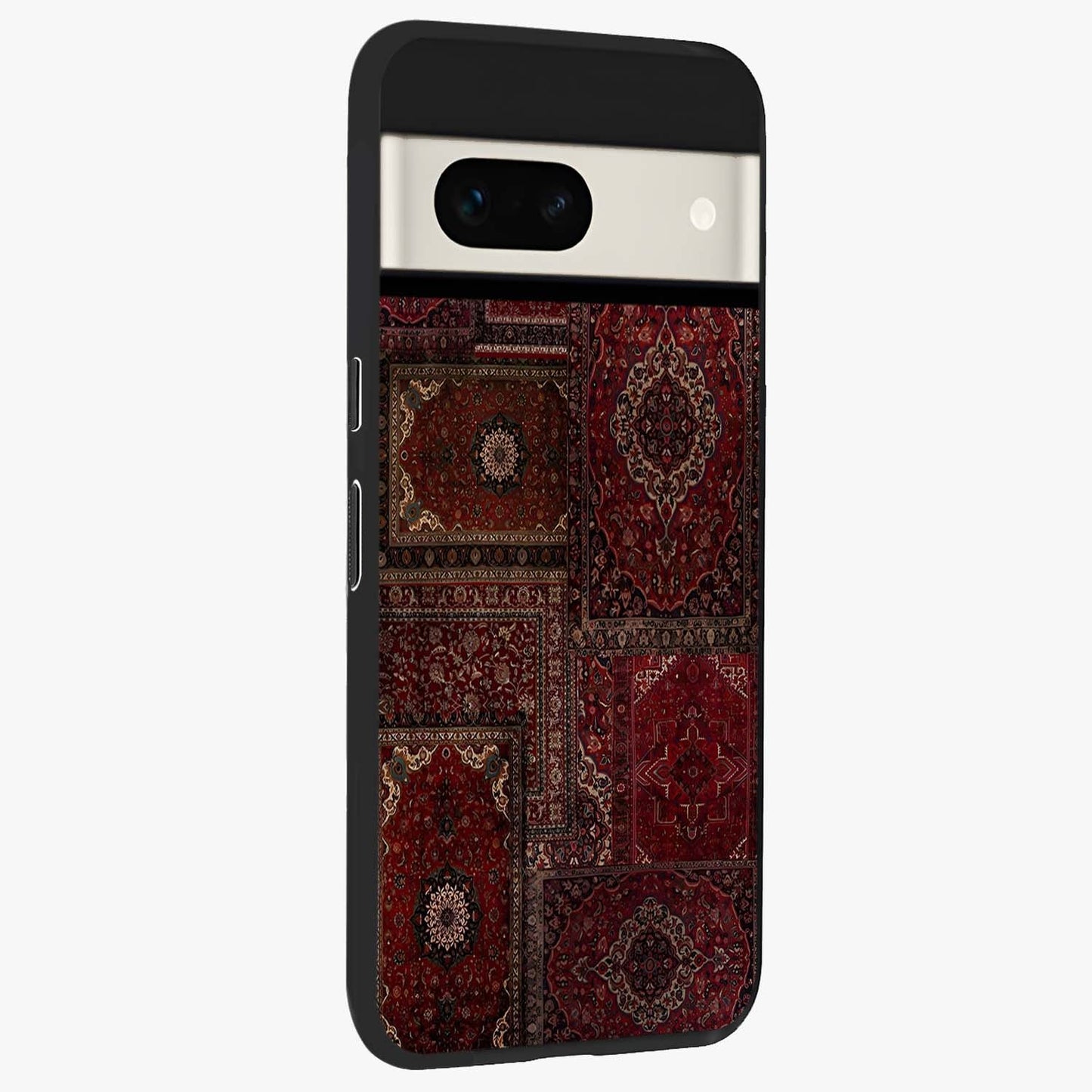 Persian Velvet Tale Glass Case upright view showcasing elegant Persian artwork with classic heritage theme.