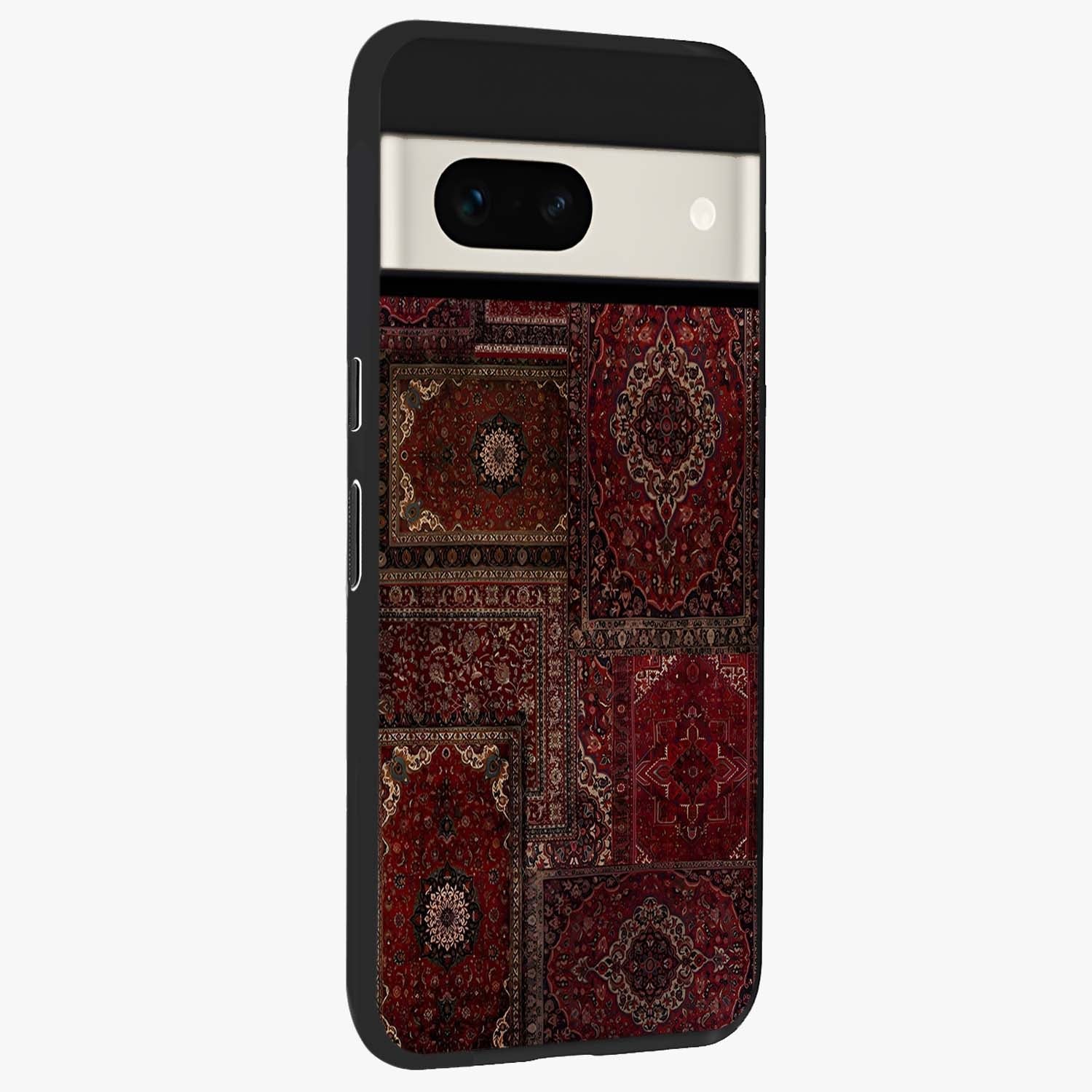Persian Velvet Tale Glass Case upright view showcasing elegant Persian artwork with classic heritage theme.