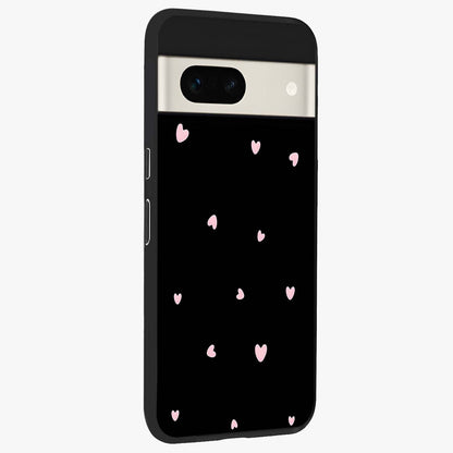 Pink Love Drops Glass Case upright view showcasing charming heart drop artwork with romantic playful theme.