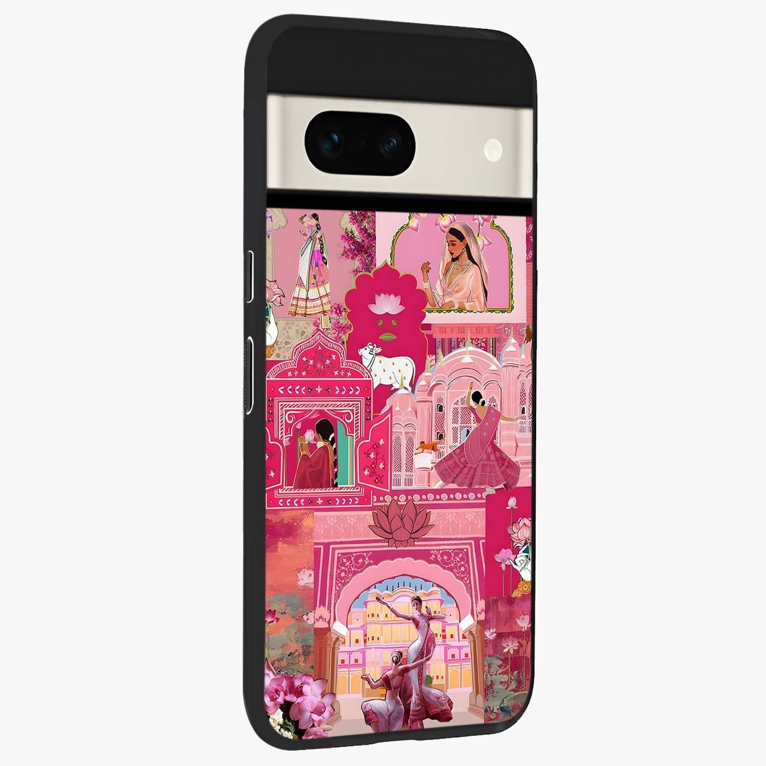 Pink Palace Muse Glass Case upright view showcasing artistic palace artwork with graceful royal theme.