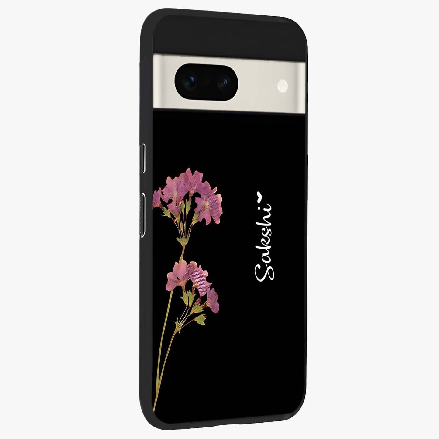 Riching Lavender Flower Custom Name Glass Case upright view showcasing elegant lavender floral artwork with personalized aesthetic.