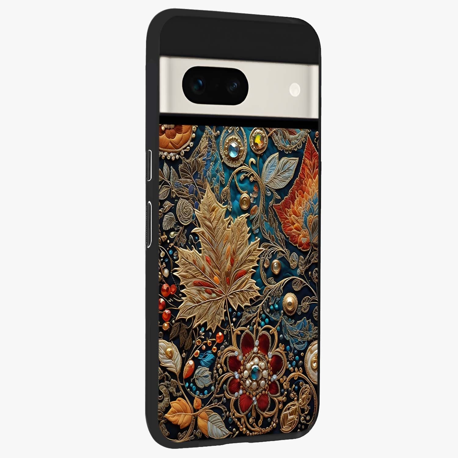 Royal Jewel Garden Glass Case upright view showcasing rich floral artwork with luxurious garden theme.