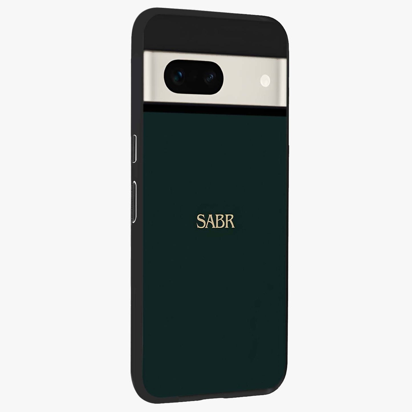 Sabr Minimal Patience Glass Case upright view showcasing calm minimalist artwork with motivational patience theme.
