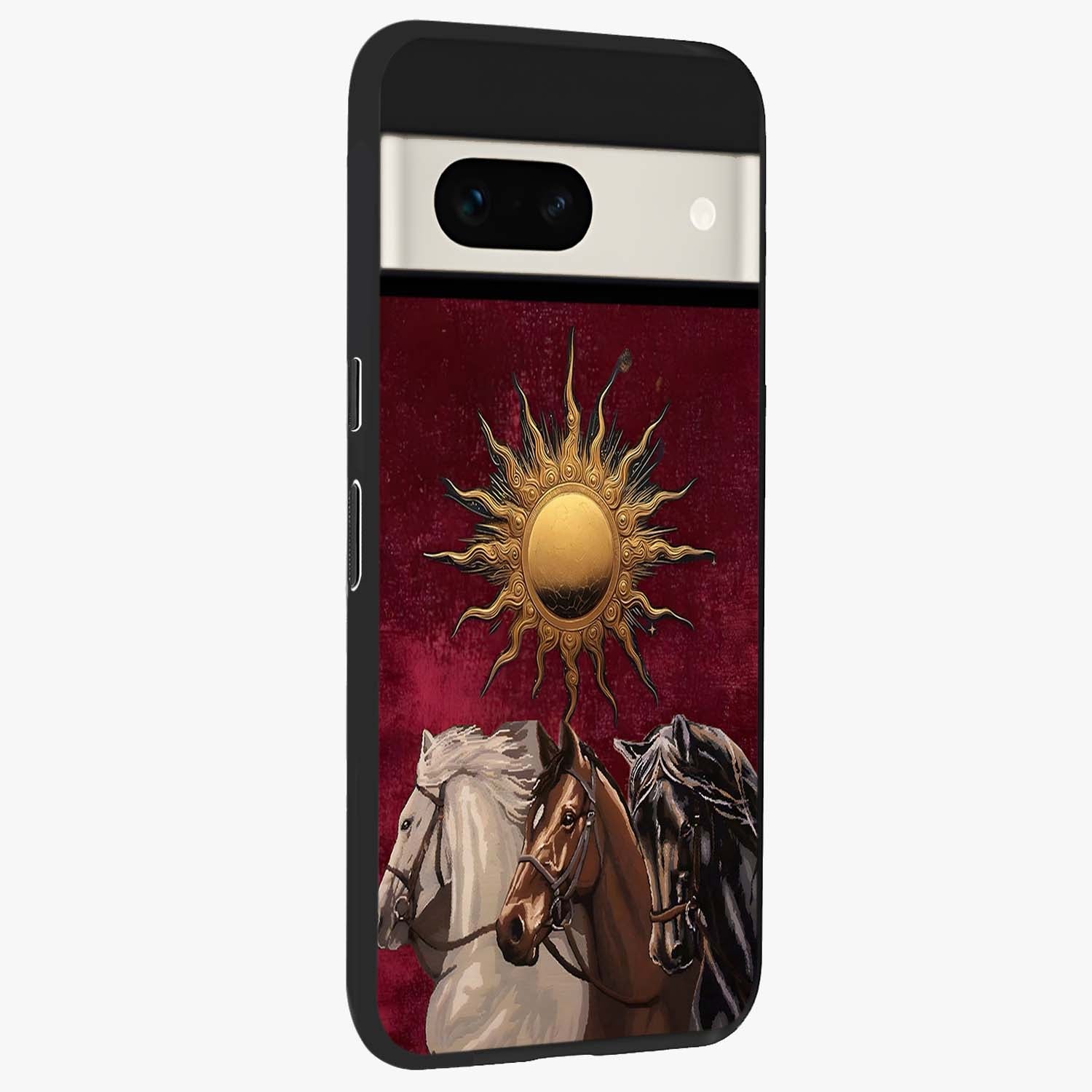 Solar Riders Glass Case upright view showcasing energetic rider artwork with bold adventure theme.