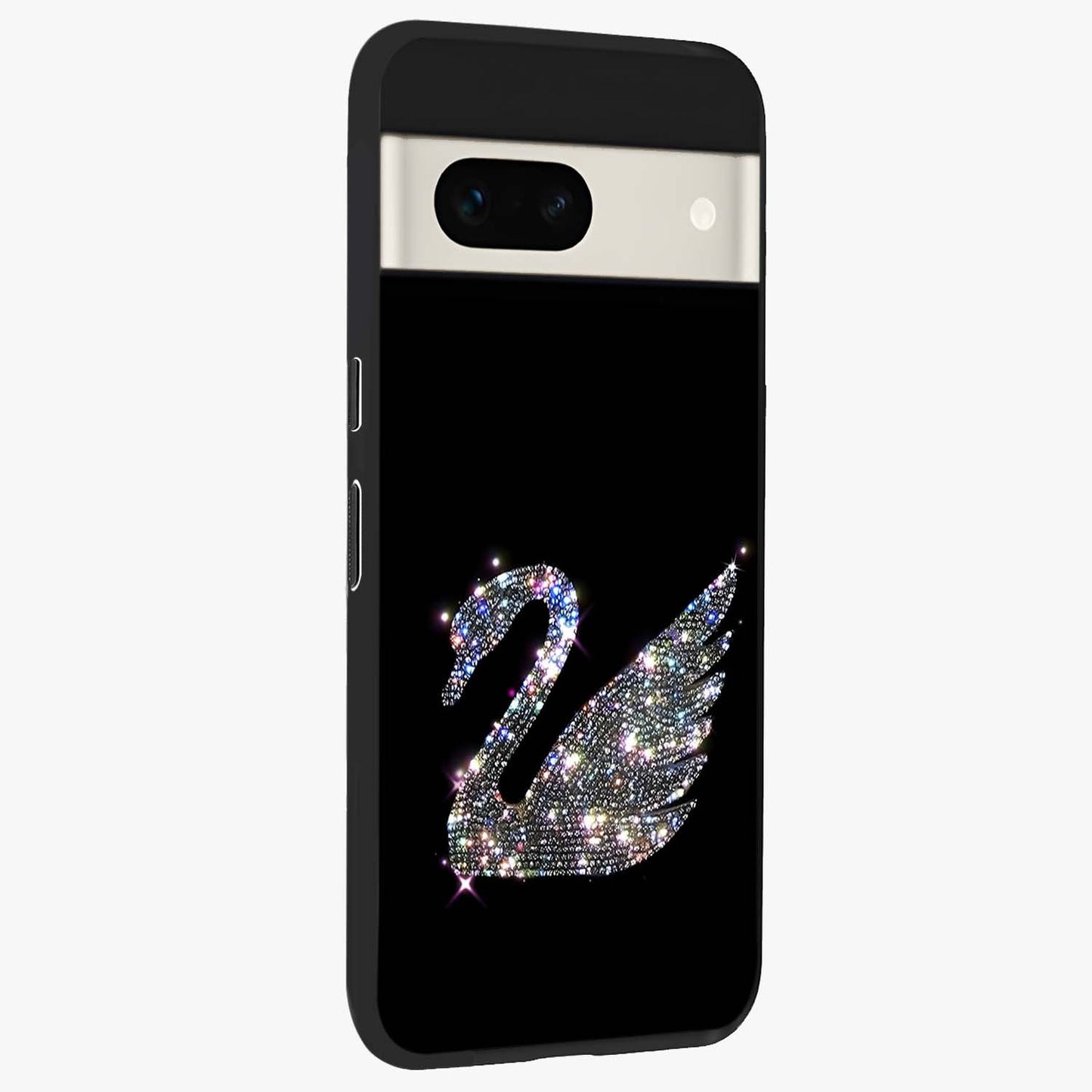 Starlit Swan Grace Glass Case upright view showcasing beautiful swan artwork with peaceful night themed design.