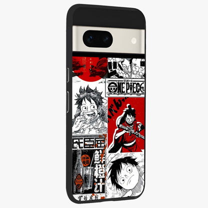 Strawhat Chaos Panels Glass Case upright view showcasing energetic anime artwork with bold adventure theme.