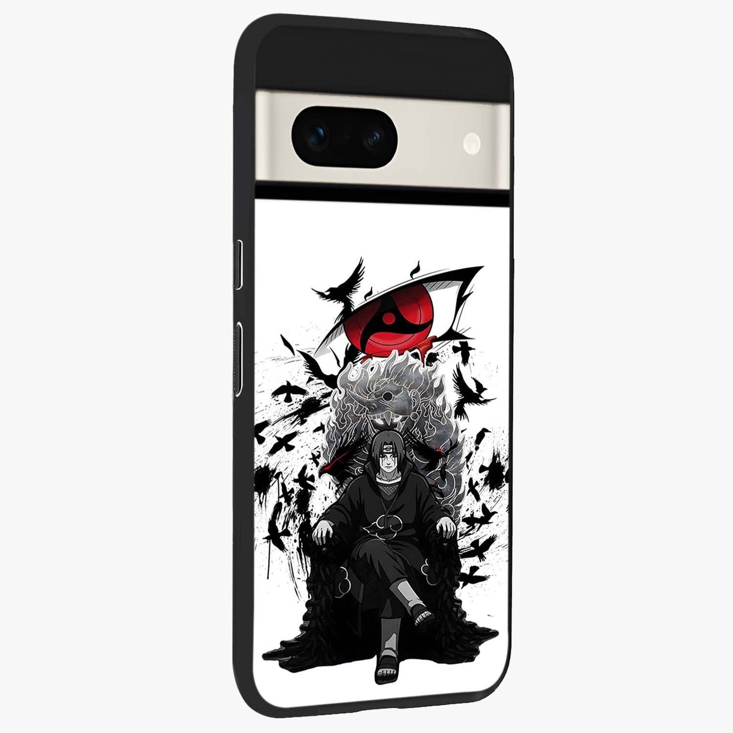 Uchiha Shadow Throne Glass Case upright view showcasing magical underwater galaxy artwork with vibrant cosmic theme.