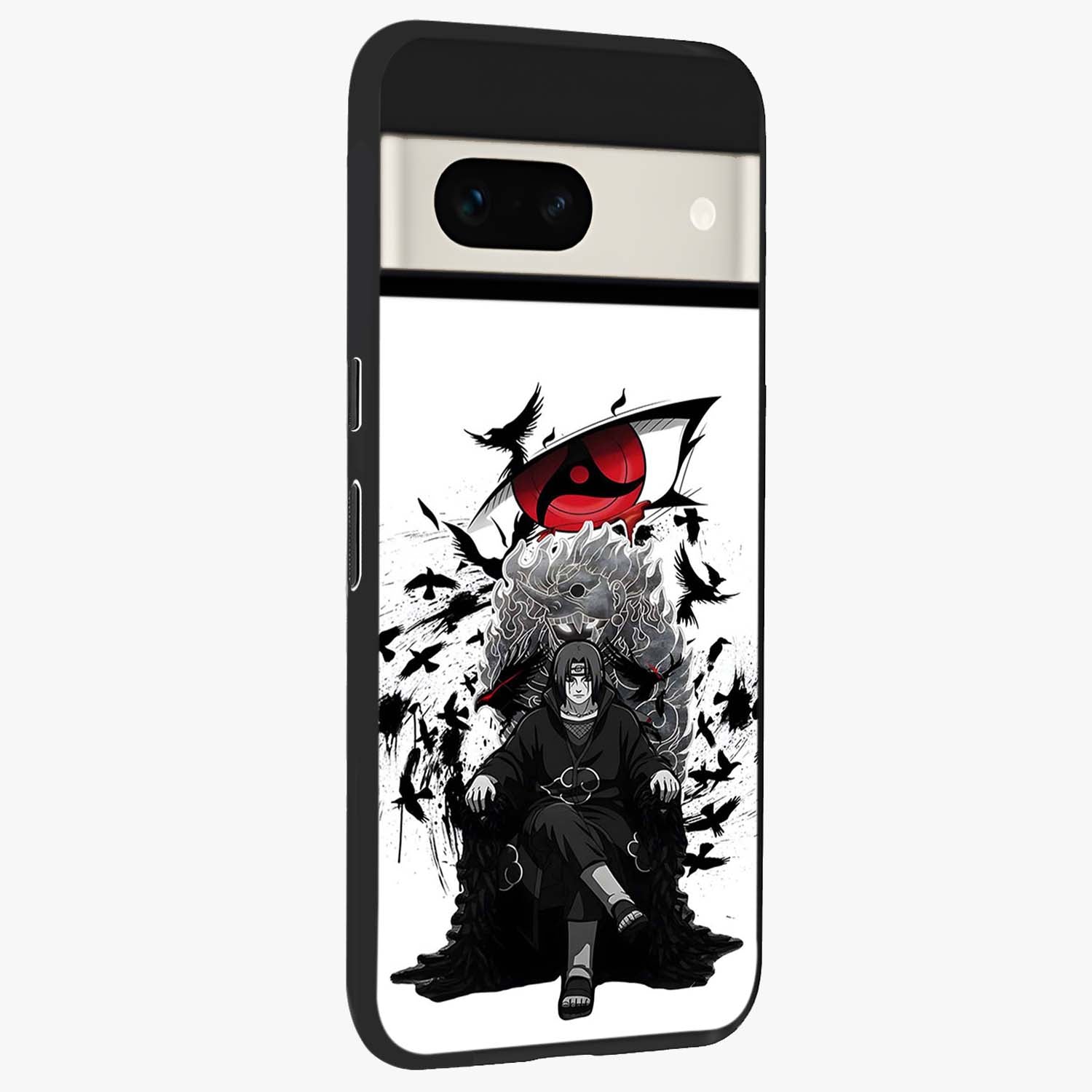 Uchiha Shadow Throne Glass Case upright view showcasing magical underwater galaxy artwork with vibrant cosmic theme.
