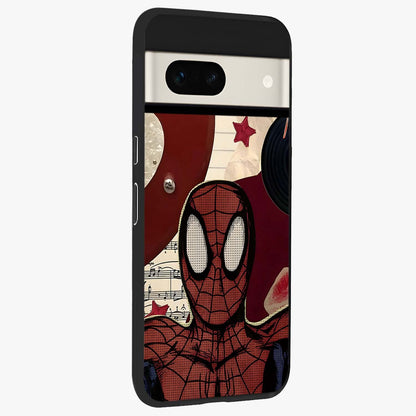 Web Warrior Vibes Glass Case upright view showcasing energetic superhero artwork with bold action theme.