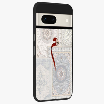 White Aesthetic Bow Glass Case upright view showcasing delicate ribbon bow artwork with cute minimalist theme.