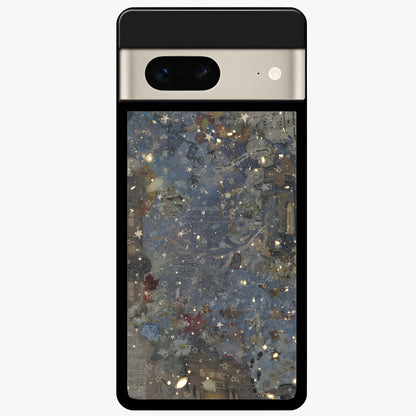 Aesthetic Astrolophia Glass Case showing flat back view with dreamy aesthetic design and glossy glass finish.