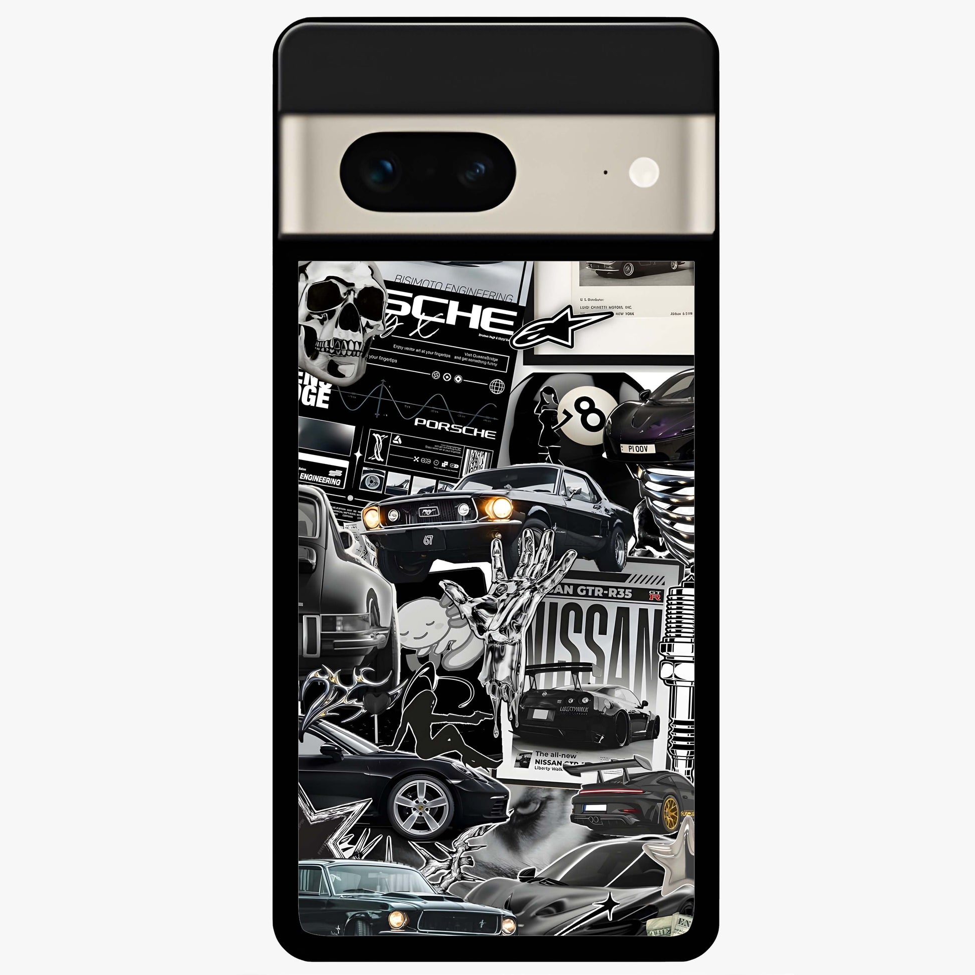 Aesthetic Dark Love Glass Case showing flat back view with dark romantic artwork and glossy glass finish.