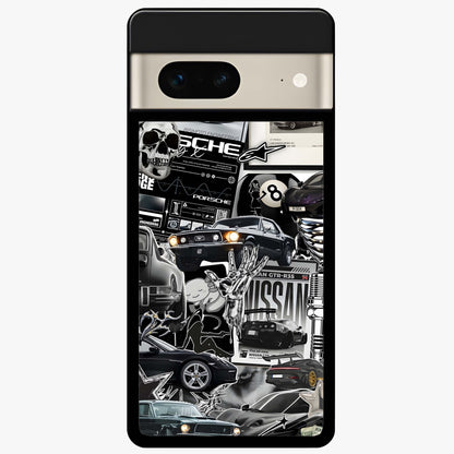 Aesthetic Dark Love Glass Case showing flat back view with dark romantic artwork and glossy glass finish.