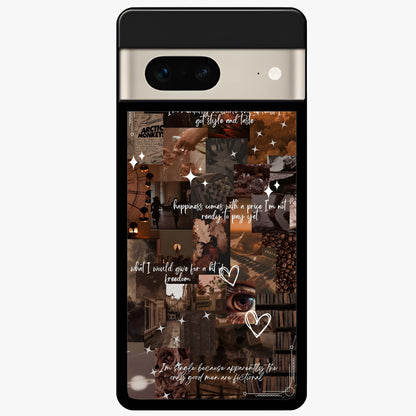 Bittersweet Aesthetic Chaos Glass Case showing flat back view with artistic chaotic aesthetic design and glossy glass finish.