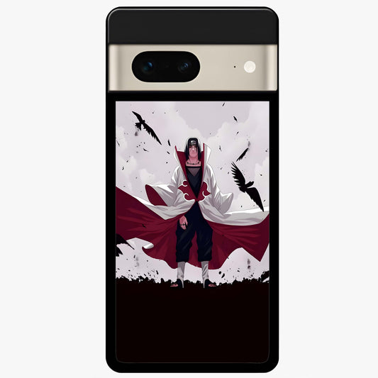 Crimson Crow Ascension Glass Case showing flat back view with mystical crow artwork and glossy glass finish.
