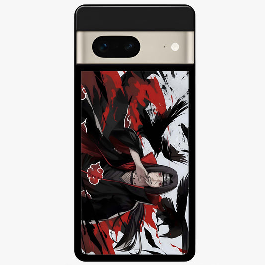Crimson Crow Illusion Glass Case showing flat back view with artistic crow illusion artwork and glossy glass finish.