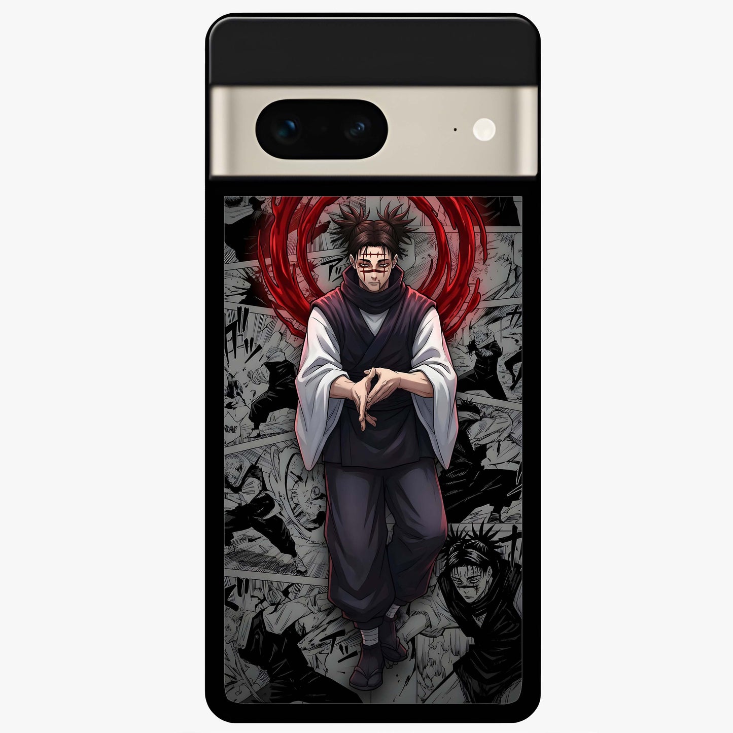 Cursed Ritual Ascension Glass Case showing flat back view with dark ritual themed artwork and glossy glass finish.