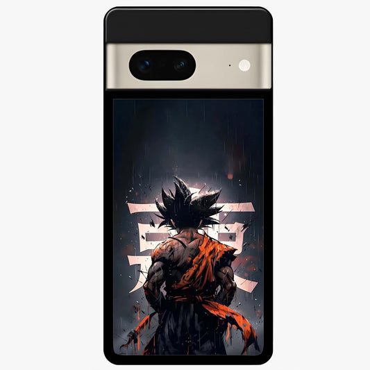 Dark Warrior In Rain Glass Case showing flat back view with warrior artwork in rainy atmosphere and glossy glass finish.