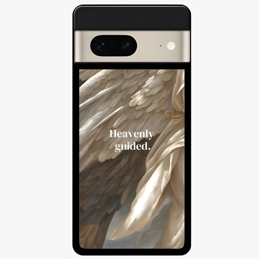 Divine Winged Grace Glass Case showing flat back view with elegant wing inspired artwork and glossy glass finish.