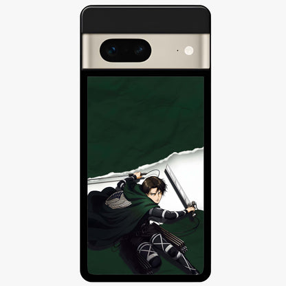 Emerald War Vanguard Glass Case showing flat back view with powerful warrior themed artwork and glossy glass finish.