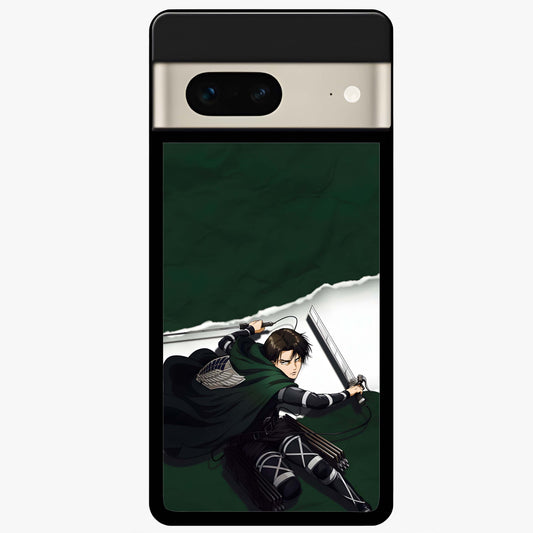 Emerald War Vanguard Glass Case showing flat back view with powerful warrior themed artwork and glossy glass finish.