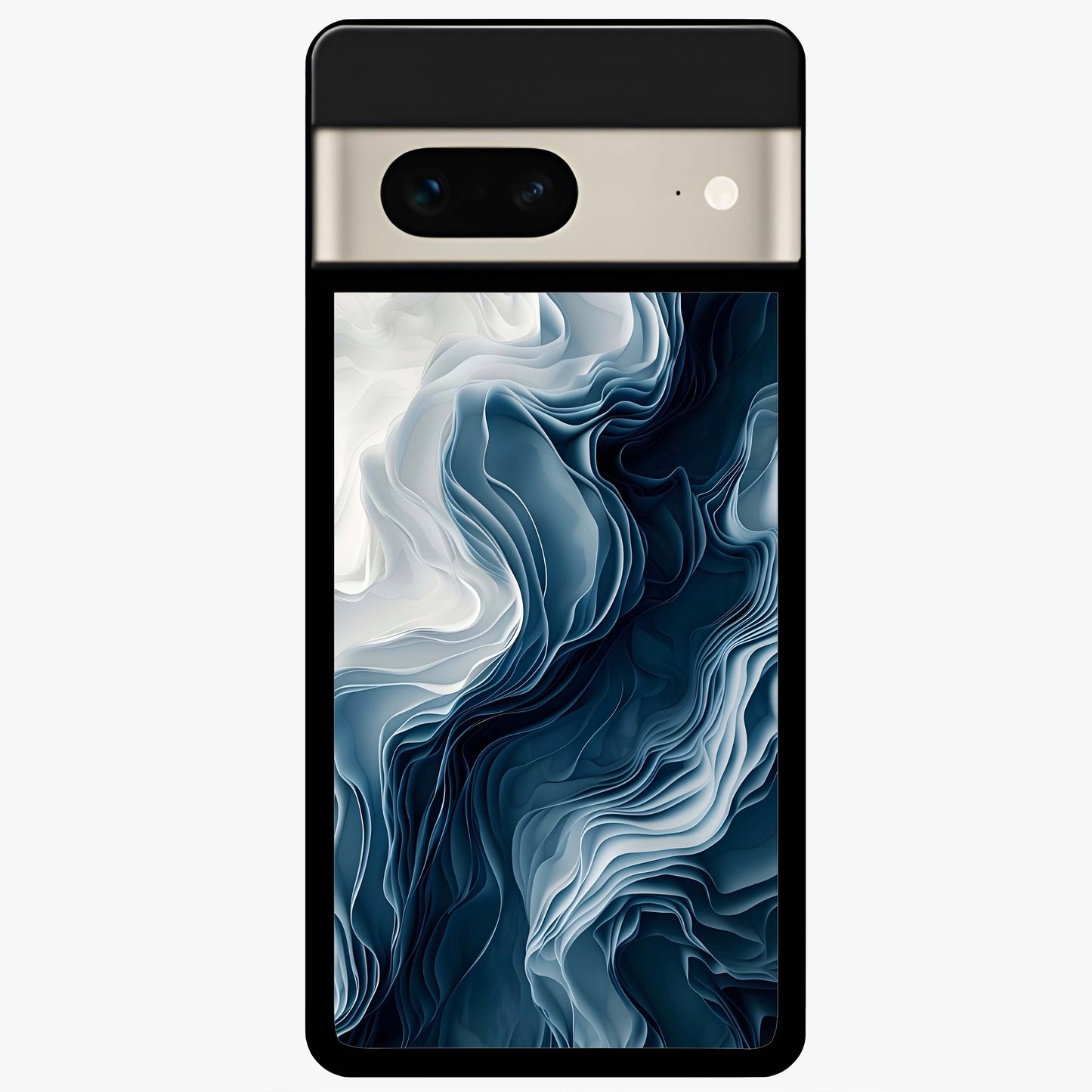 Ethereal Paper Marble Glass Case showing flat back view with soft marble paper texture artwork and glossy glass finish.