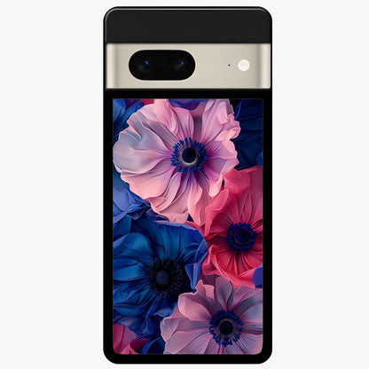 Flower Paper Art Pattern Glass Case showing flat back view with paper cut style floral artwork and glossy glass finish.