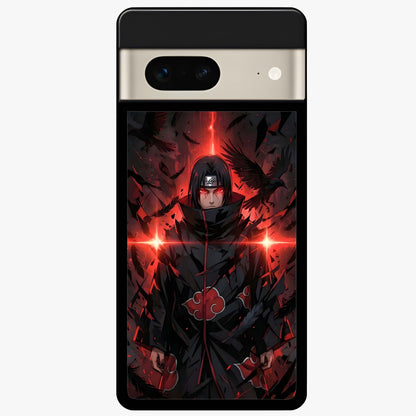 Focused Blade Discipline Glass Case showing flat back view with warrior sword themed artwork and glossy glass finish.