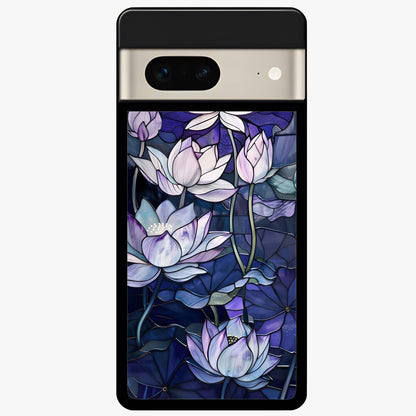 Gloss Petal Rush Glass Case showing flat back view with glossy flower petal artwork and smooth glass finish.