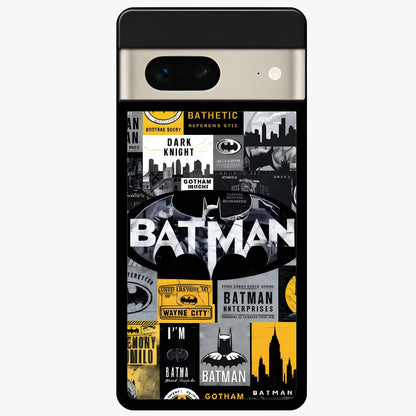 Knight Gotham Rise Glass Case showing flat back view with dark hero inspired artwork and glossy glass finish.