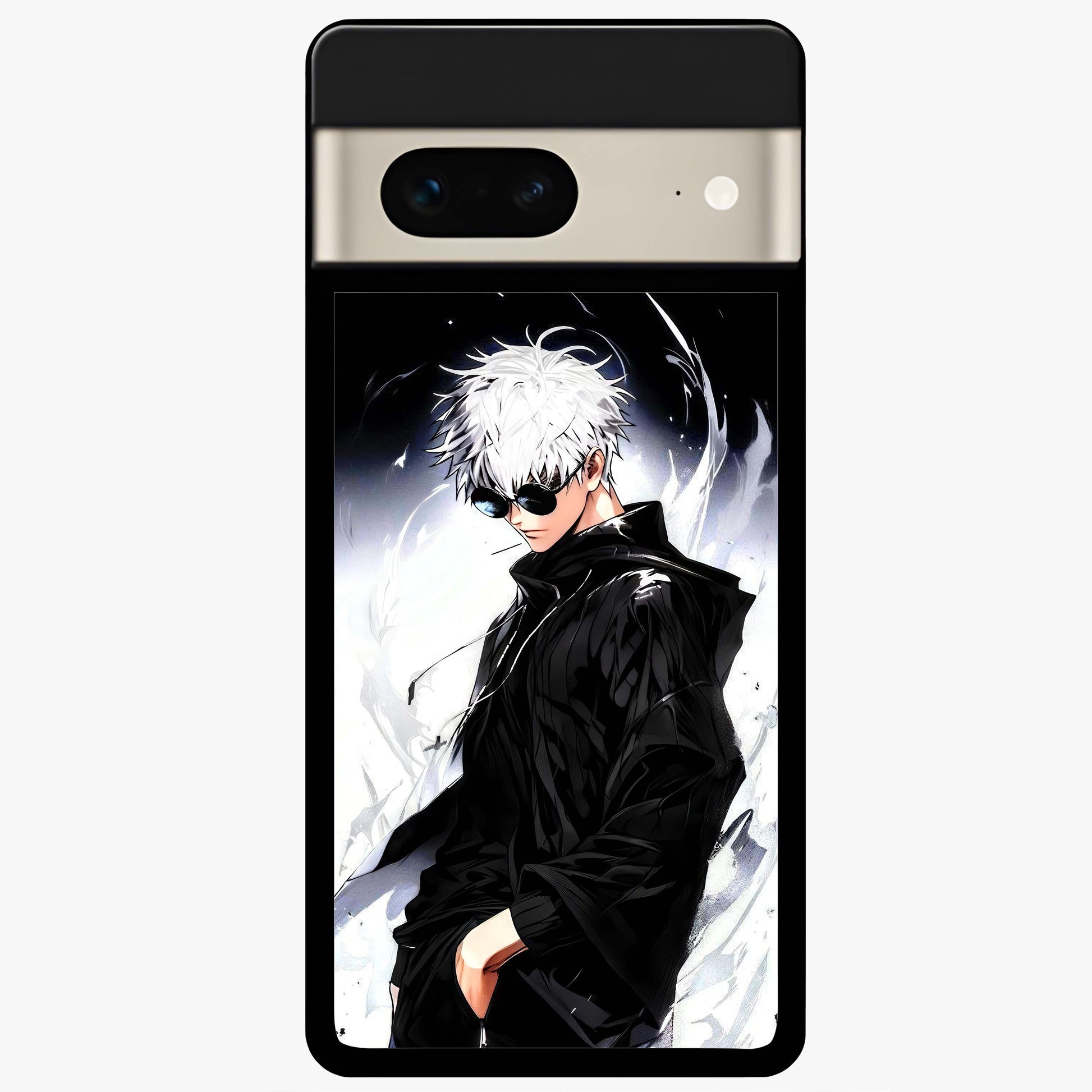 Limitless Shadow King Glass Case showing flat back view with powerful shadow warrior artwork and glossy glass finish.