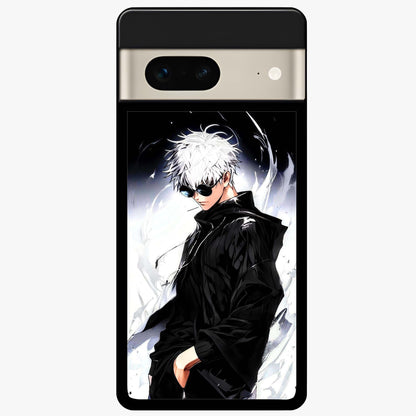 Limitless Shadow King Glass Case showing flat back view with powerful shadow warrior artwork and glossy glass finish.