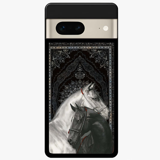 Majestic Ride Legacy Glass Case showing flat back view with powerful automotive inspired artwork and glossy glass finish.