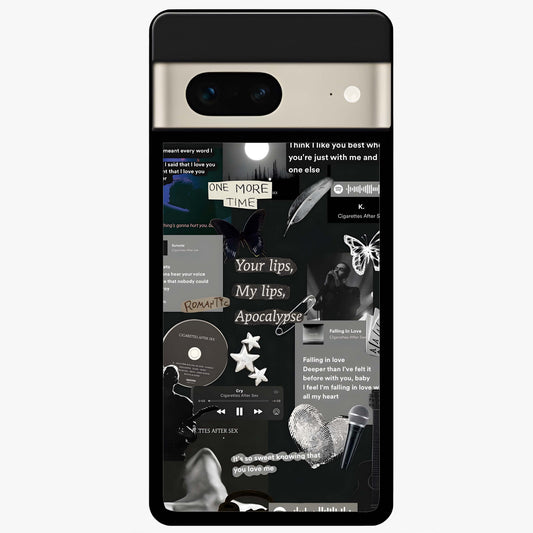 Midnight Love Echo Glass Case showing flat back view with romantic midnight themed artwork and glossy glass finish.