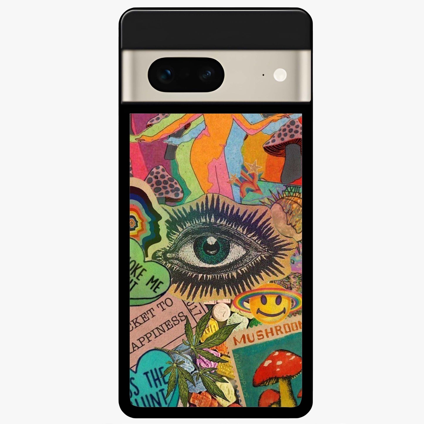 Mystic Eye Wonderland Glass Case showing flat back view with mystical eye themed artwork and glossy glass finish.