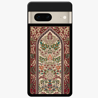 Persian Inspired Glass Case showing flat back view with ornate Persian style pattern artwork and glossy glass finish.