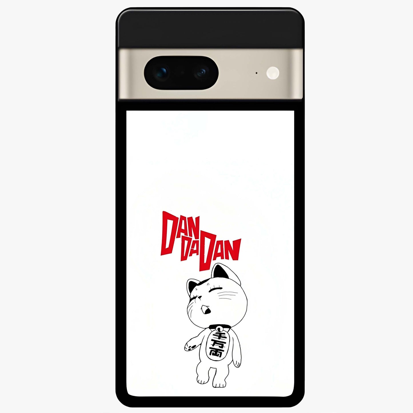 Playful Spirit Charm Glass Case showing flat back view with cheerful charm themed artwork and glossy glass finish.