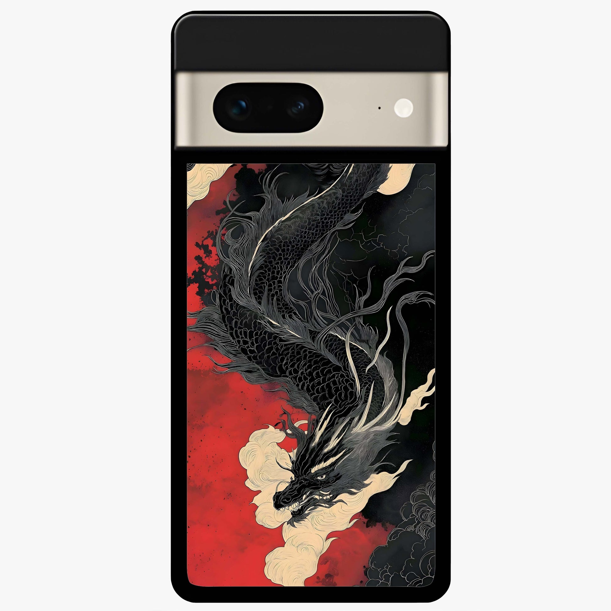 Shadow Dragon Fury Glass Case showing flat back view with fierce dragon artwork and glossy glass finish.