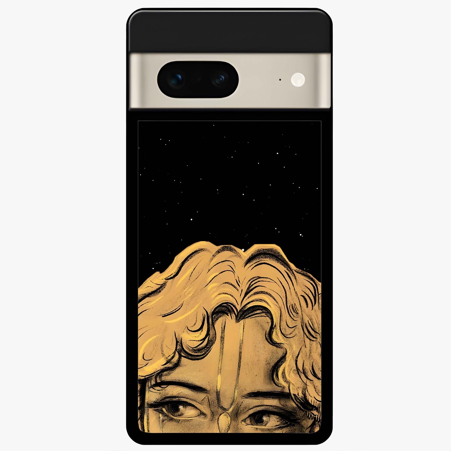 Shri Krishna Art Glass Case showing flat back view with devotional Krishna artwork and glossy glass finish.