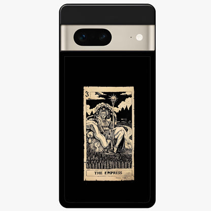 The Empress Glass Case showing flat back view with regal feminine artwork and glossy glass finish.