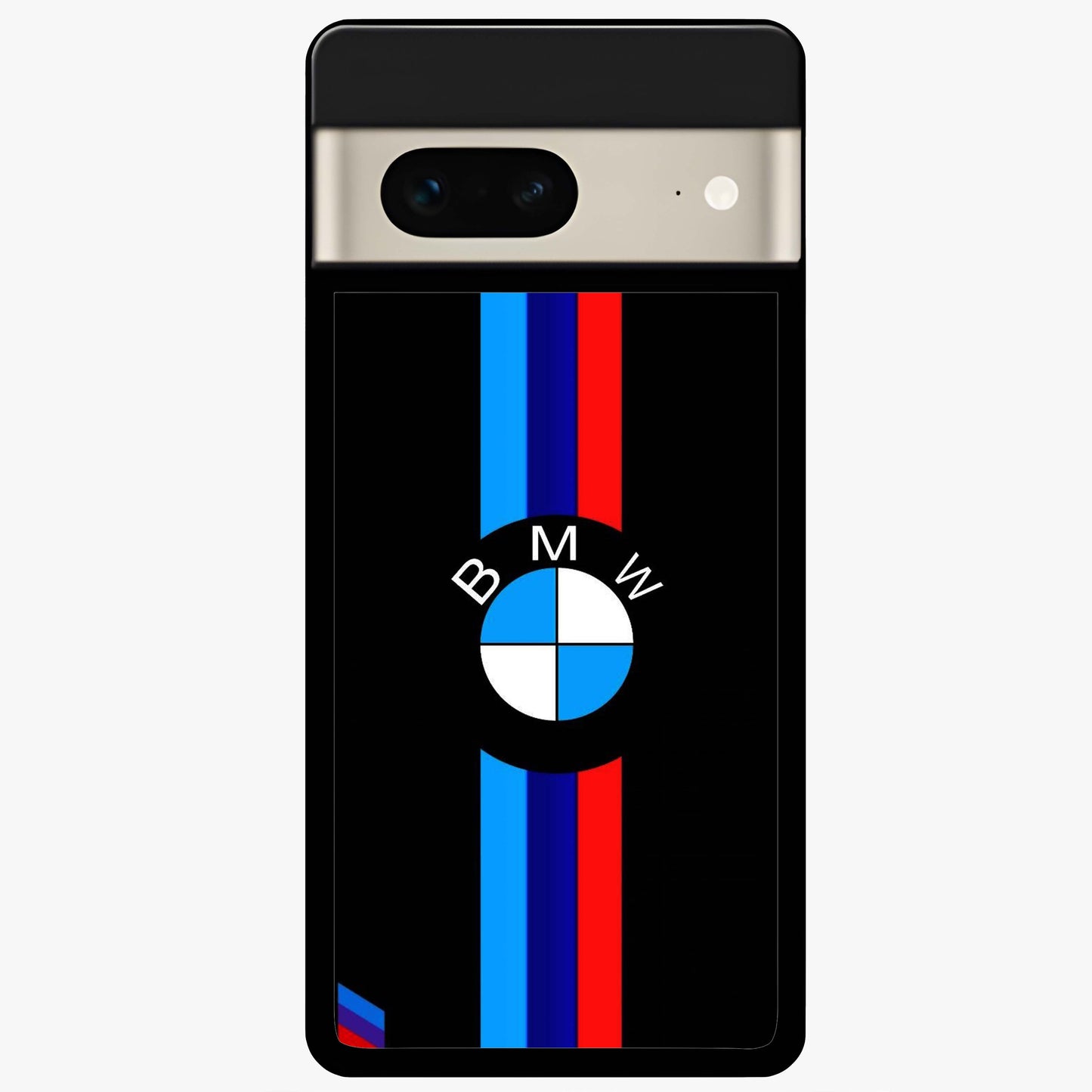 Turbo BMW Beast Glass Case showing flat back view with high performance sports car artwork and glossy glass finish.