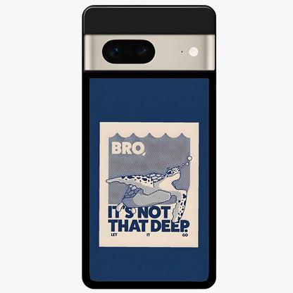 Worry Less Swim Glass Case showing flat back view with playful motivational artwork and glossy glass finish.