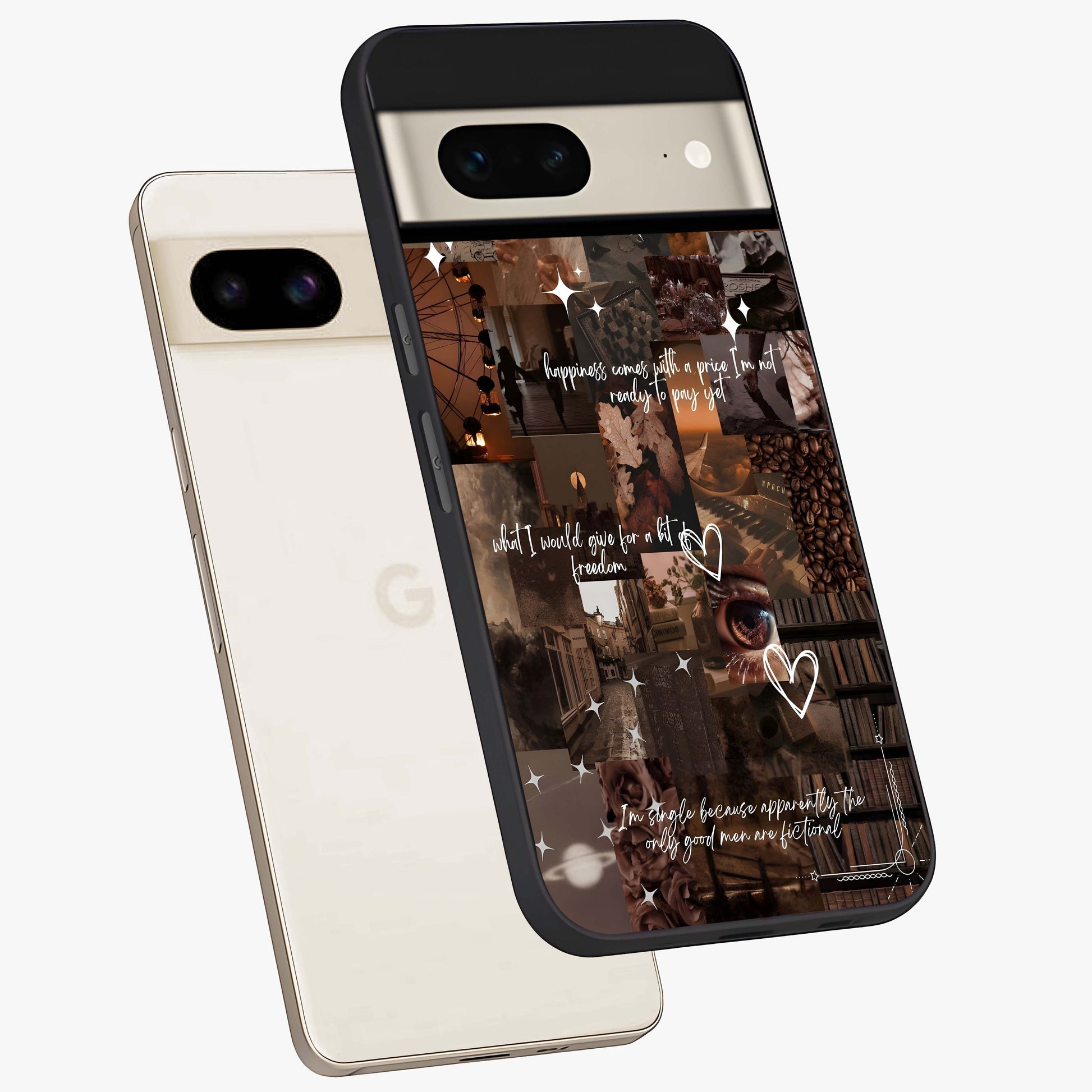 Bittersweet Aesthetic Chaos Glass Case displayed in angled mockup highlighting expressive abstract artwork and edgy aesthetic theme.