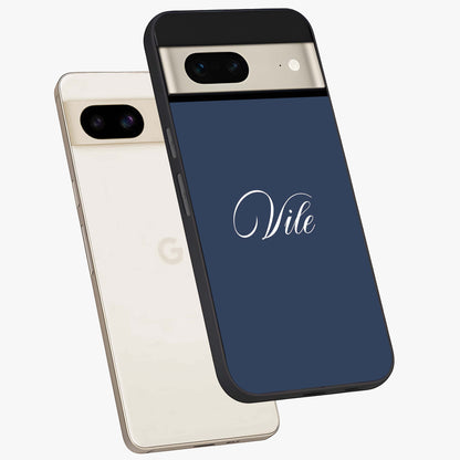Blue Vintage Floral Pattern Glass Case showing flat back view with elegant vintage floral artwork and glossy glass finish.