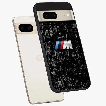 Carbon Speed Mark Glass Case displayed in angled mockup highlighting racing inspired carbon design and sleek aesthetic style.