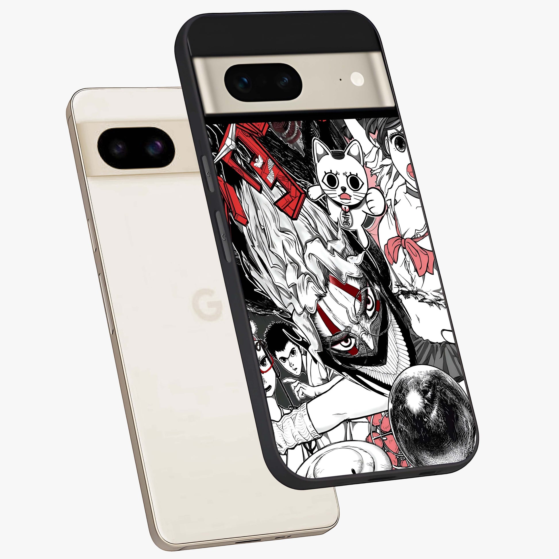 Crimson Chaos Panel Glass Case displayed in angled mockup highlighting chaotic panel style design with modern graphic theme.