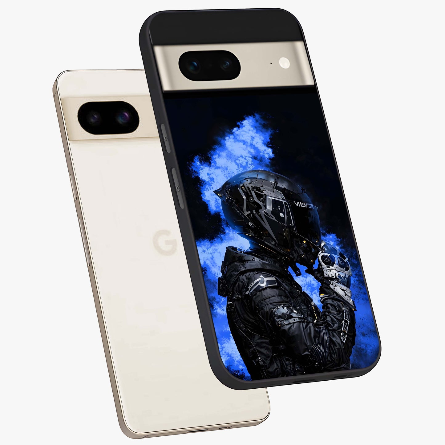 Cyber Sentinel Protocol Glass Case displayed in angled mockup highlighting digital cyber design with sci-fi aesthetic style.