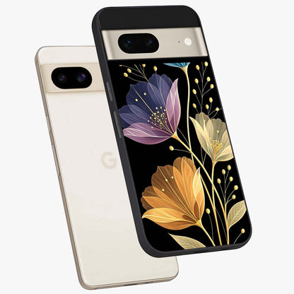 Delicate Multicolor Flowers Glass Case displayed in angled mockup highlighting colorful flower pattern with soft aesthetic style.