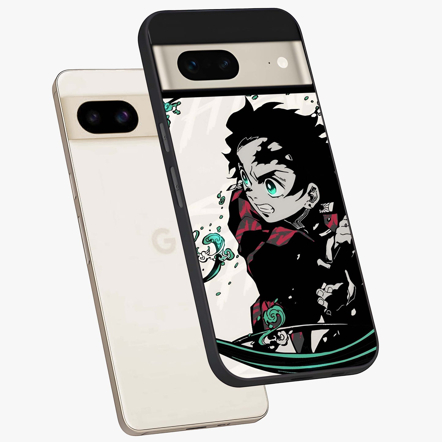 Demon Slayer Glass Case displayed in angled mockup highlighting dramatic anime character design with action aesthetic.